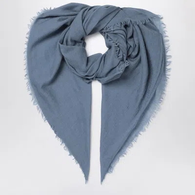 Destin Oxford Blue Wool-silk Blend Scarf In Gray