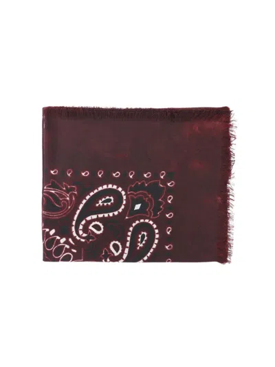 Destin Paisley Fringe Scarf In Red