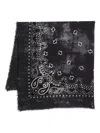 Destin Paisley-print Fringed Bandana Scarf In Black