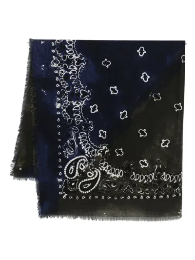 Destin Paisley-print Fringed Scarf In Black