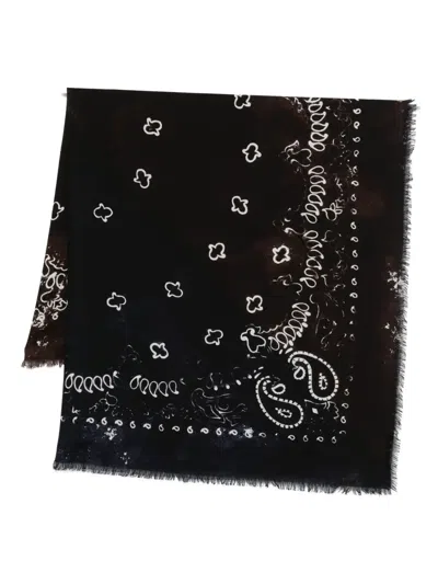 Destin Paisley-print Wool Scarf In Black