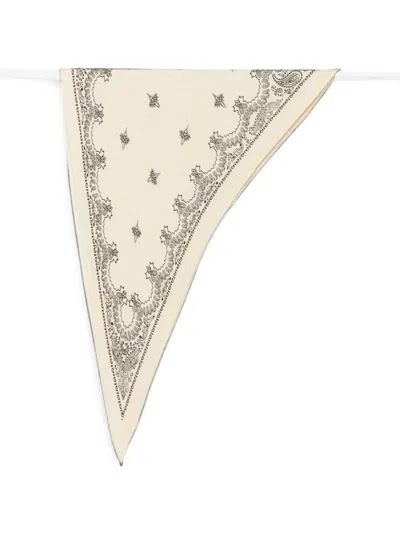 Destin Cream Triangular Bandana Scarf In Wool In Multi