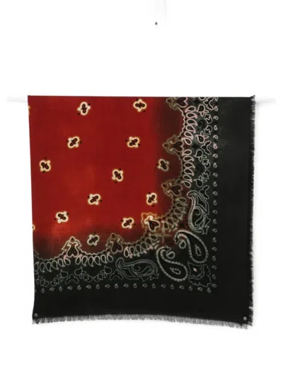 Destin Paisley-print Frayed Scarf In Orange