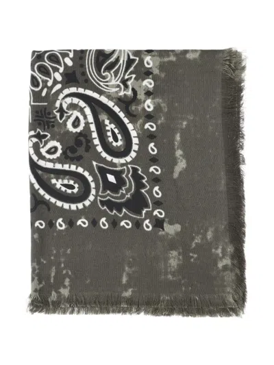 Destin Paisley-print Frayed Scarf In Grey