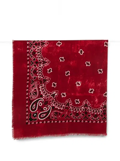 Destin Paisley-print Frayed Scarf In Red