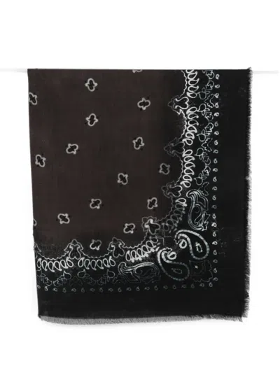 Destin Paisley-print Frayed-detail Scarf In Purple