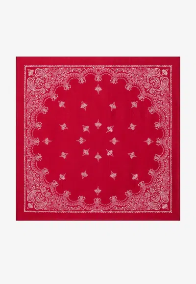 Destin Paisley-print Judy Wool Bandana Scarf In Red