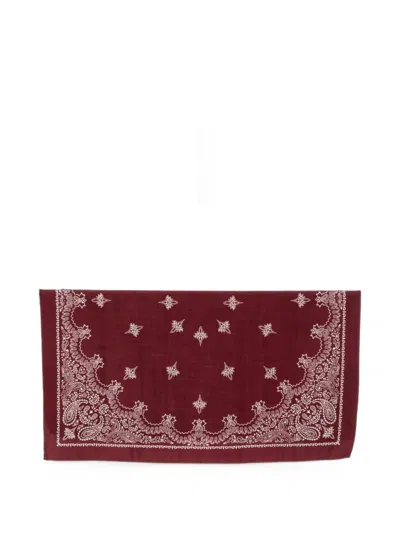 Destin Paisley-print Wool Scarf In Burgundy