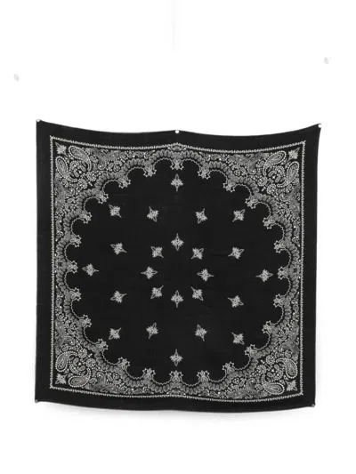 Destin Paisley-print Wool Scarf In Black
