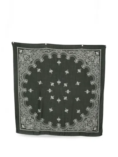 Destin Paisley-print Wool Scarf In Black
