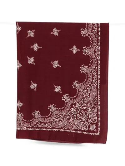 Destin Paisley-print Wool Scarf In Burgundy