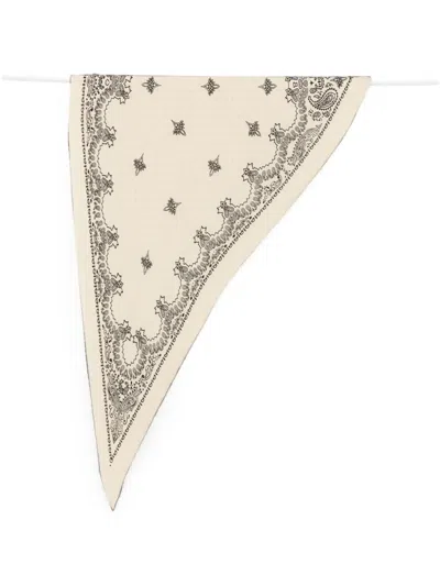 Destin Paisley-print Wool Scarf In White