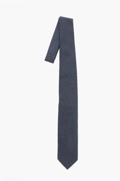 Destin Polka Dot Patterned Silk Tie In Blue