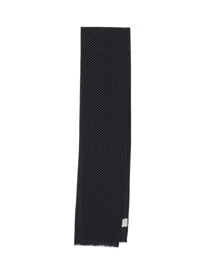 Destin Polka Dot Wool Scarf In Black