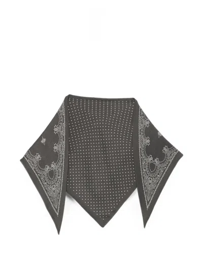 Destin Polka-dot Paisley-print Scarf In Gray