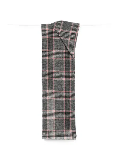 Destin Prince Of Wales Check Scarf In Gray