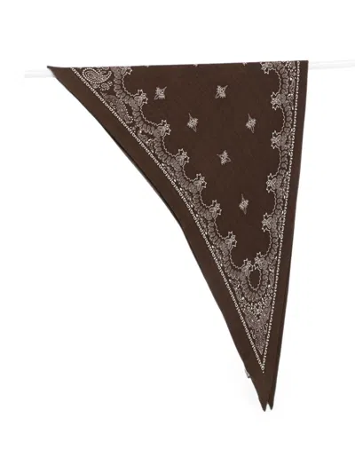 Destin Polka-dot Paisley-print Scarf In Brown