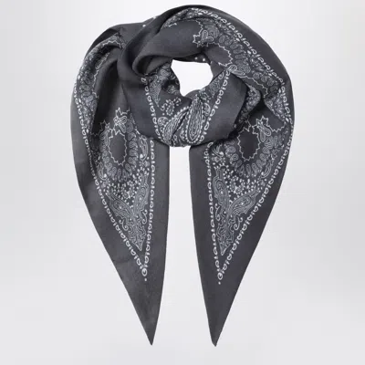 Destin Red Triangular Bandana Scarf In Wool In Gray