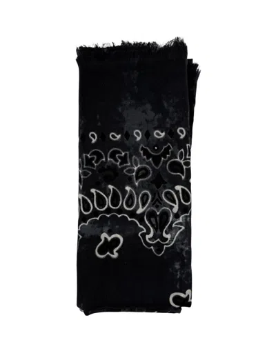 Destin Large Square Scarf With Bandana-inspired Pattern In Black