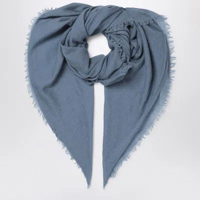 Destin Mud-coloured Wool-silk Blend Scarf In Blue