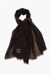 Destin Solid Color Wool Scarf With Fringes In Brown