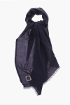 Destin Solid Color Wool Scarf With Fringes In Blue