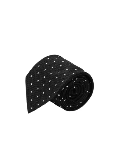 Destin Surl Polka Dot Silk Tie In Black