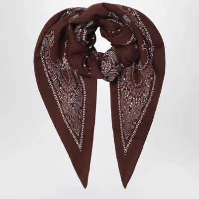 Destin Surl Wool Triangular Bandana Scarf In Brown