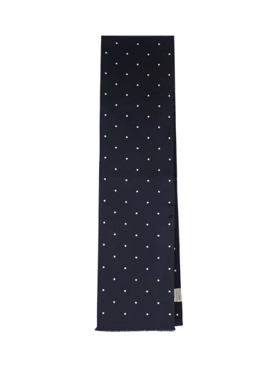 Destin Unisex Silk Scarf With Dot Pattern In Blue