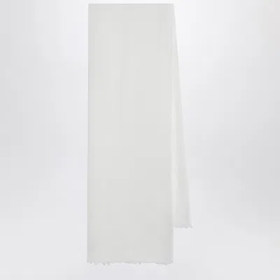 DESTIN DESTIN WHITE SILK AND CASHMERE BLEND SCARF