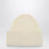 Destin White Wool And Cashmere Beanie In White