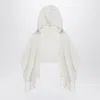 Destin White Wool Hooded Cape In White