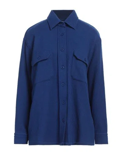 Destin Woman Shirt Bright Blue Size M Wool, Cashmere, Polyamide