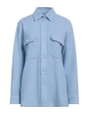 Destin Woman Shirt Sky Blue Size M Wool, Cashmere, Polyamide In Blue