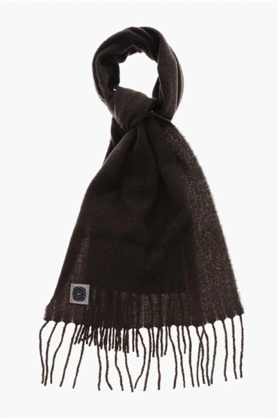 Destin Wool And Cashemere Scarf With Friges In Green