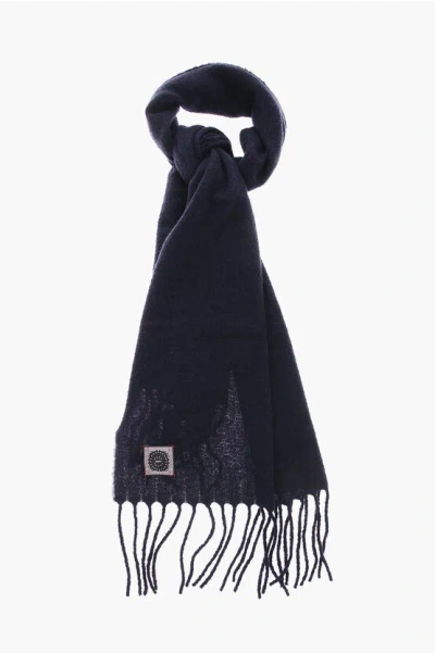 Destin Wool And Cashemere Scarf With Friges In Blue