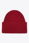 Destin Wool-blend Ribbed Beanie In Burgundy