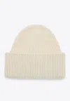 Destin White Wool And Cashmere Beanie In White