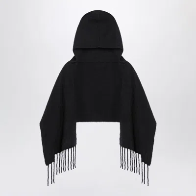 Destin Wool Hooded Cape In Black