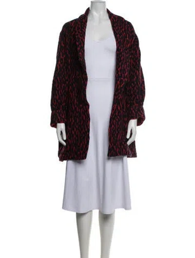 Pre-owned Destin Wool Patterned Coat In Red