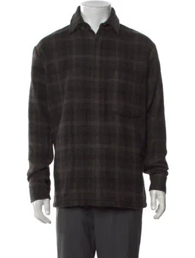 Pre-owned Destin Wool Plaid Print Shirt W/ Tags In Black