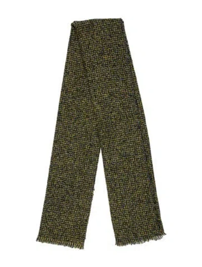 Pre-owned Destin Wool Printed Scarf In Green