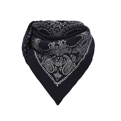Destin Wool Scarf With Bandanda Motif In Black