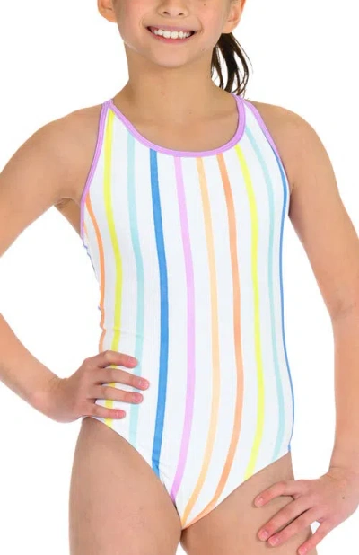 Destira Kids'  Candy Stripes Strappy One Piece Swimsuit In Multi