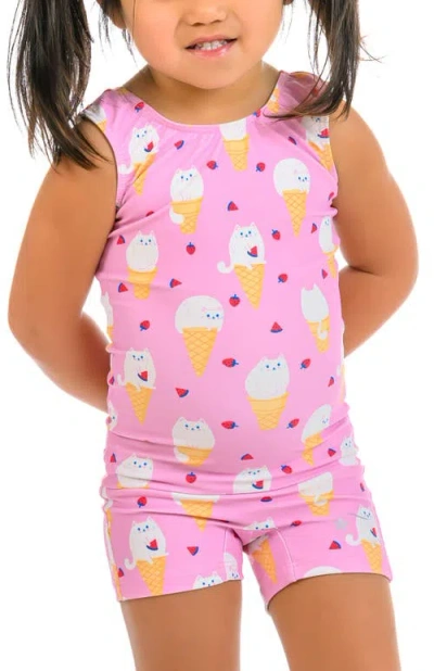 Destira Kids'  Kitty Cones Unitard In Pink