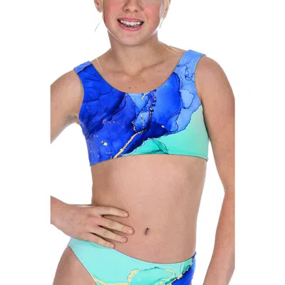 Destira Kids'  Tidal Wave Aqua Bikini Top In Blue