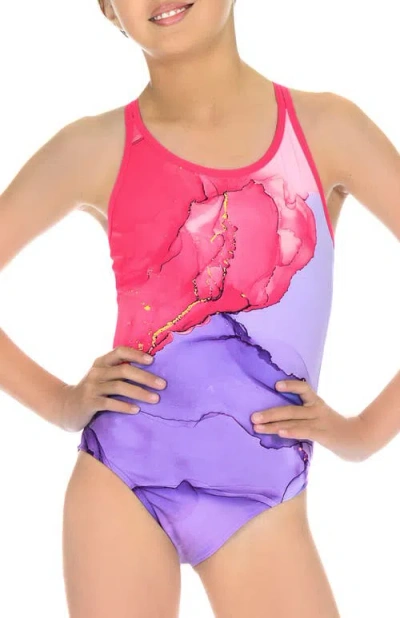 Destira Kids'  Tidal Wave Fuchsia Strappy One Piece Swimsuit In Multi