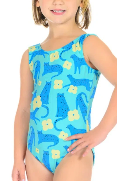 Destira Kids'  Wild Flower Mint One Piece Swimsuit In Blue