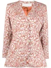 D'estree Bridget Jacquard Single-breasted Jacket In Orange