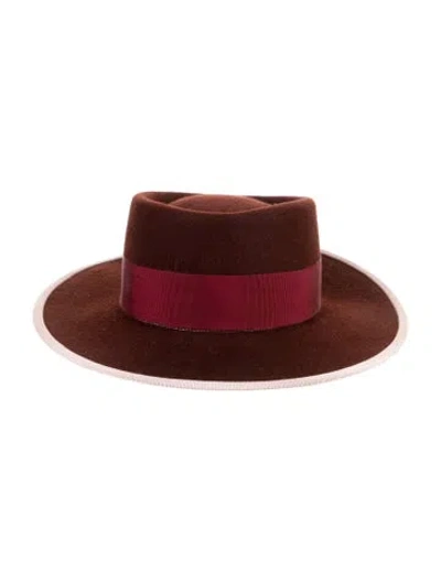 Pre-owned D'estree Brimmed Hat W Tags In Burgundy